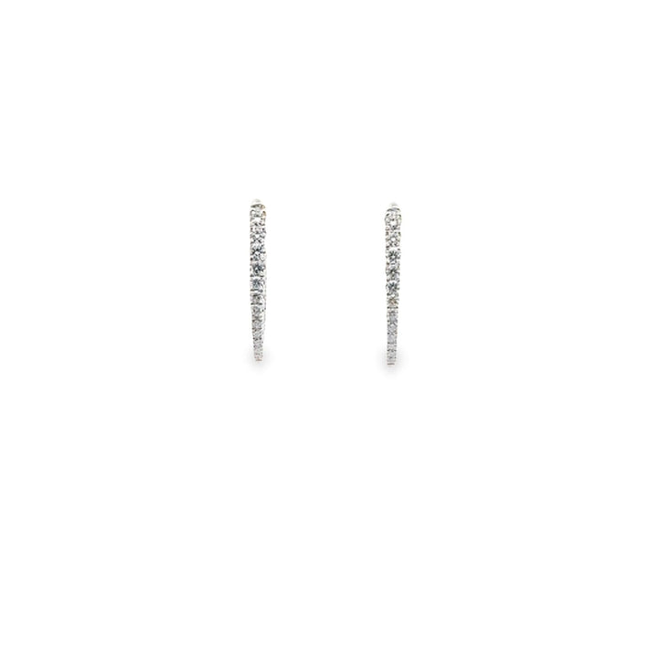 18K White Gold Diamond Imperial Hoop Earrings (Small)