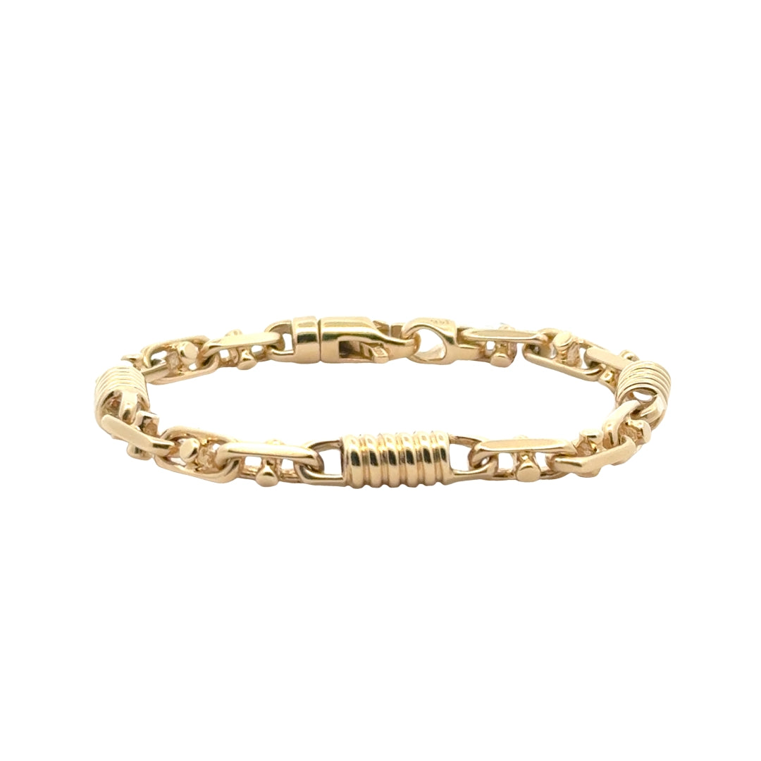 14K Yellow Gold 8.5" Fancy Link Chain Bracelet