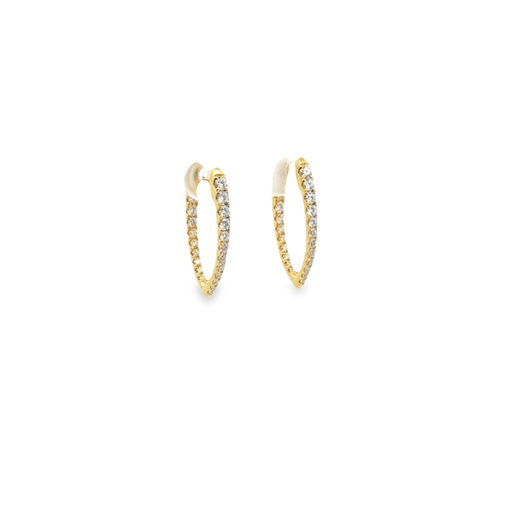 18K Yellow Gold Diamond Imperial Hoop Earrings (Small)