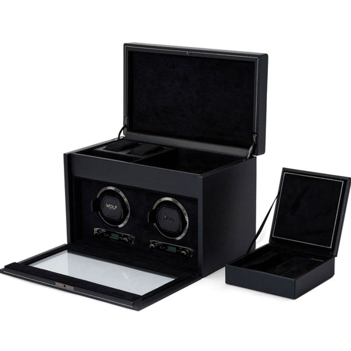 British Racing Double Watch Winder With Storage In Black