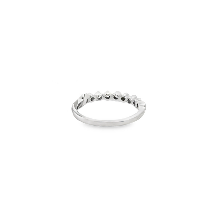 14K White Gold Diamond Clover Bezel Stacker Ring