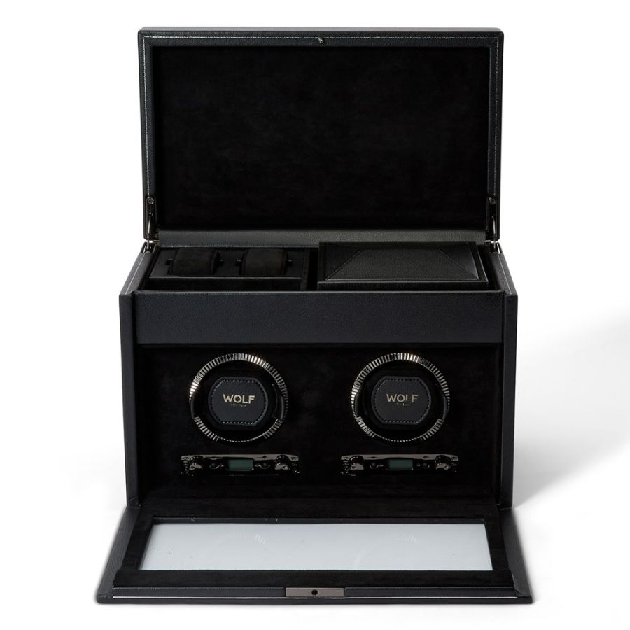 British Racing Double Watch Winder With Storage In Black