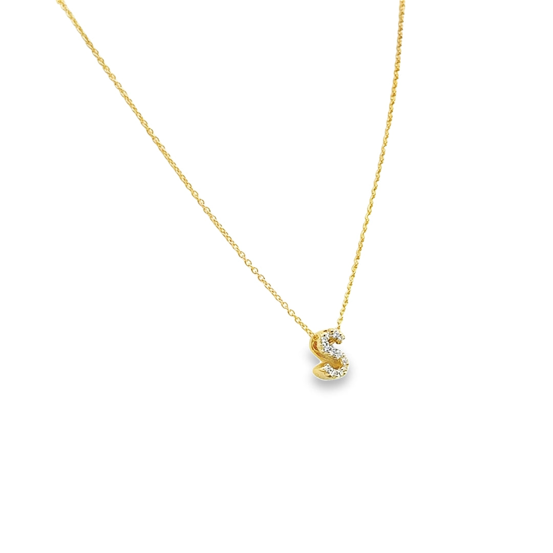 18K Yellow Gold Diamond Tiny Treasures Love Letter "S" Pendant Necklace