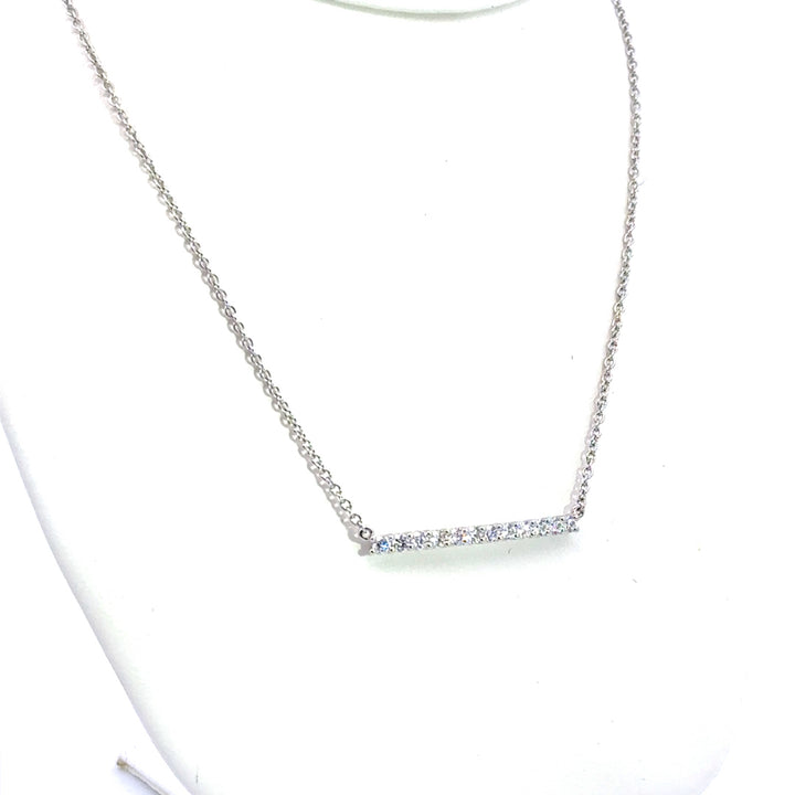 18K White Gold Diamond Bar Necklace (Small)