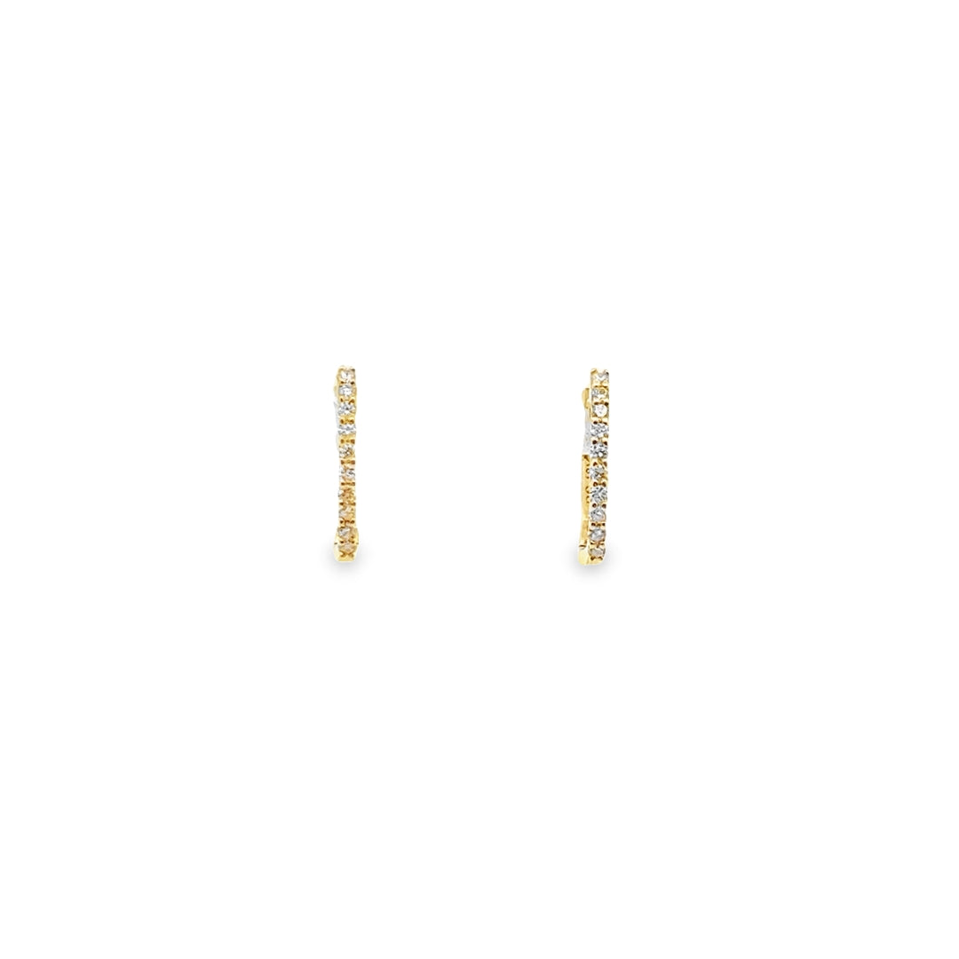 18K Yellow Gold Diamond Pave Huggie Earrings