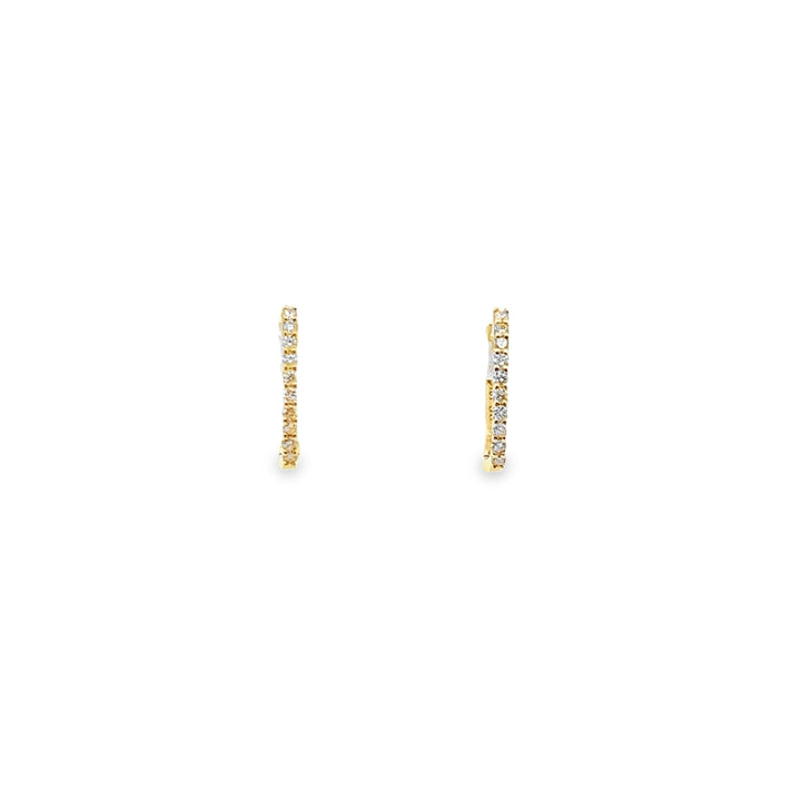 18K Yellow Gold Diamond Pave Huggie Earrings