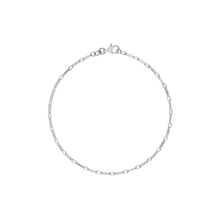 14K White Gold Flat Link Chain Bracelet
