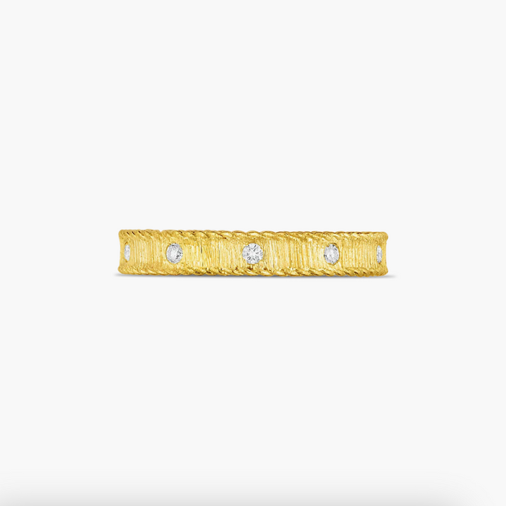 18K Yellow Gold Diamond Princess Satin Band Ring