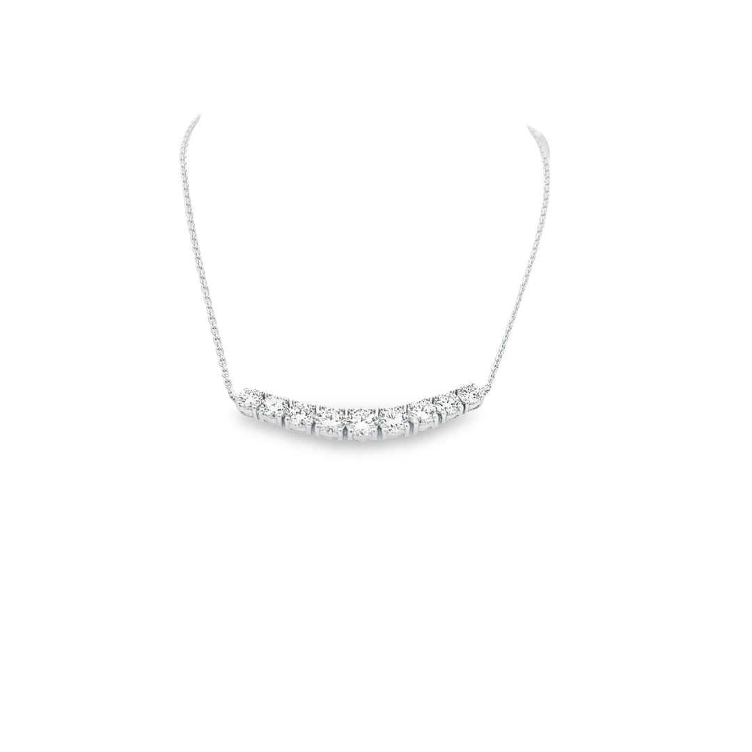 14K White Gold Lab Grown Diamond Graduated Bar Pendant Necklace