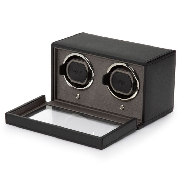 Cub Double Watch Winder With Cover In Black