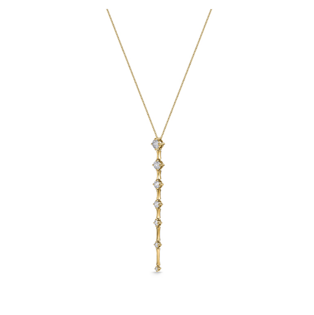 18K Yellow Gold Diamond Cadence Graduated Pendant Necklace (Medium)