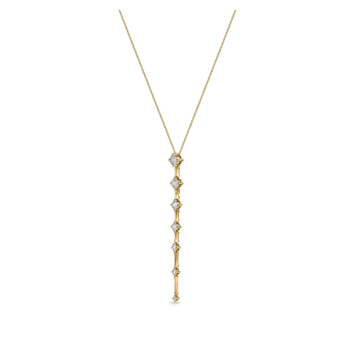 18K Yellow Gold Diamond Cadence Graduated Pendant Necklace (Medium)