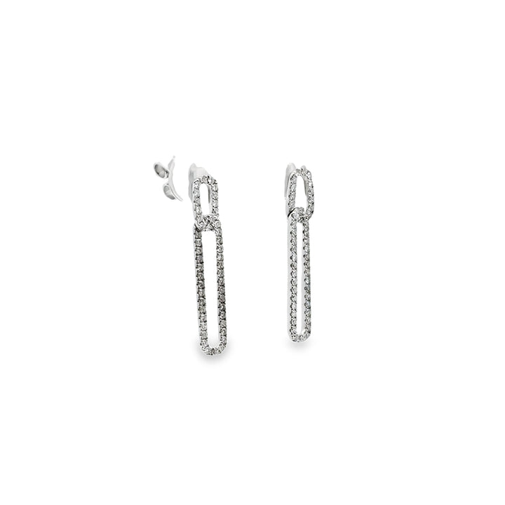 14K White Gold Diamond Legacy Paperclip Drop Earrings (Small)