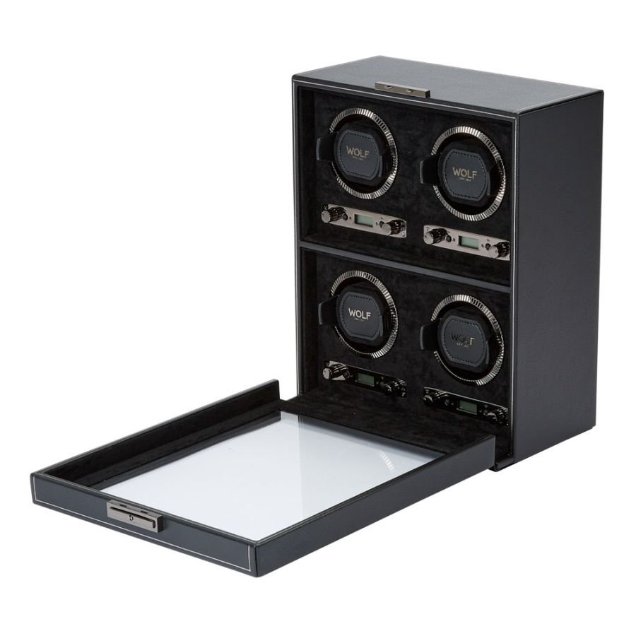 British Racing 4 Piece Watch Winder In Black