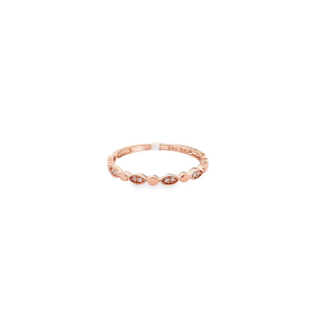 14K Rose Gold Diamond Dainty Classic Stacker Ring