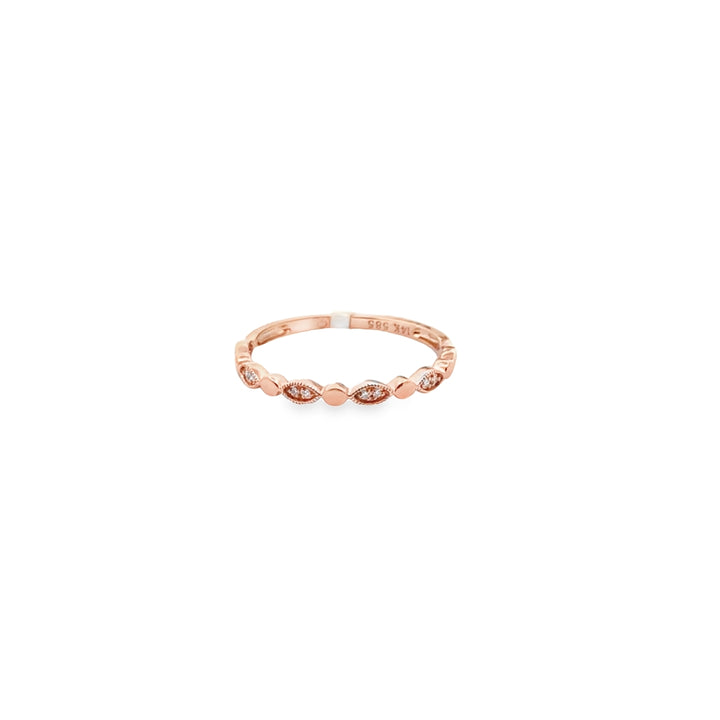 14K Rose Gold Diamond Dainty Classic Stacker Ring
