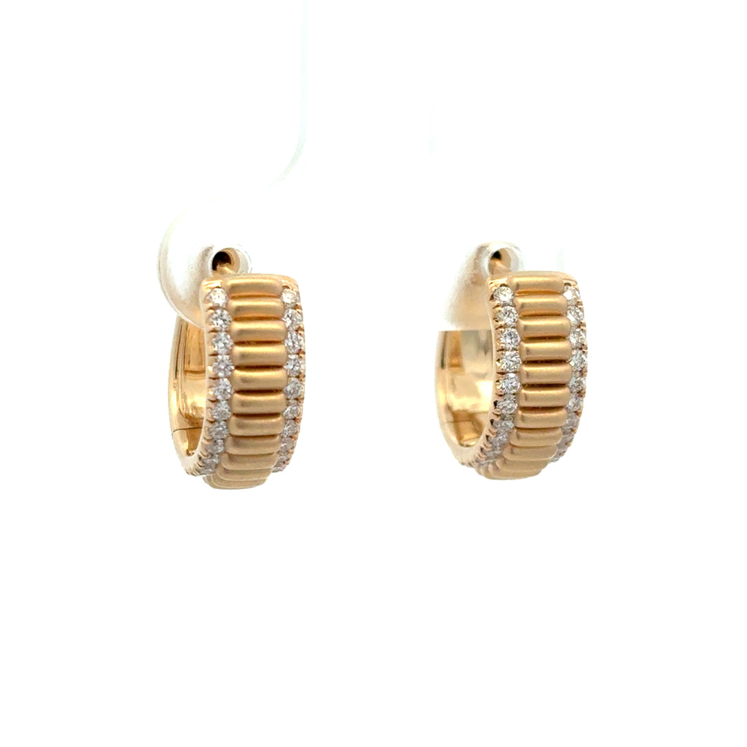 14K Yellow Gold Diamond Aurelia Fluted Huggie Hoop Earrings