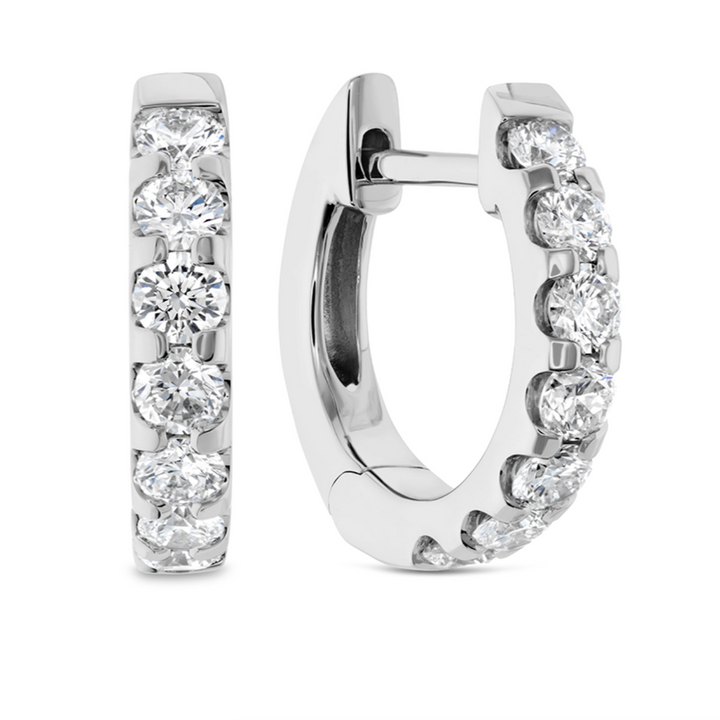 18K White Gold Diamond Odessa Huggie Hoop Earrings