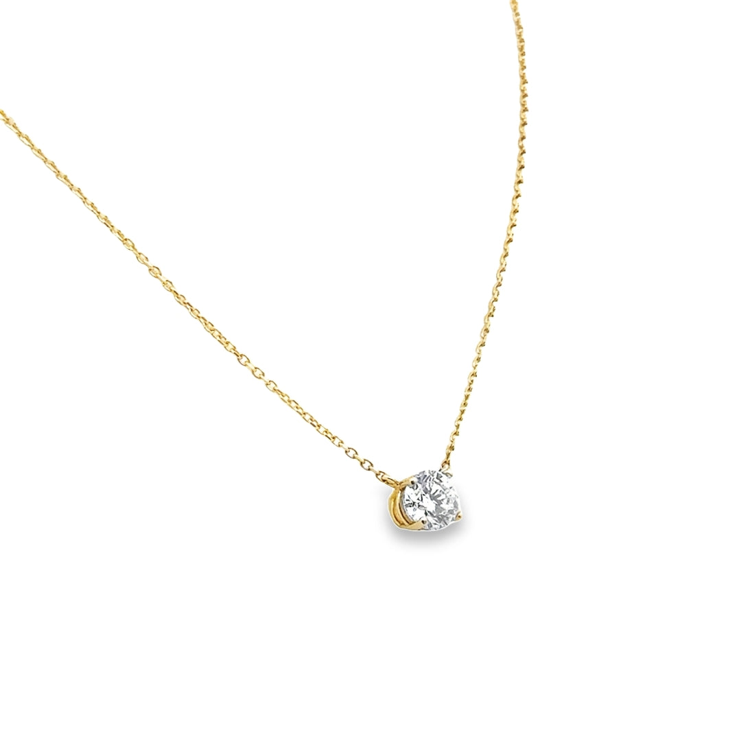 14K Yellow Gold Diamond Solitaire Pendant Necklace