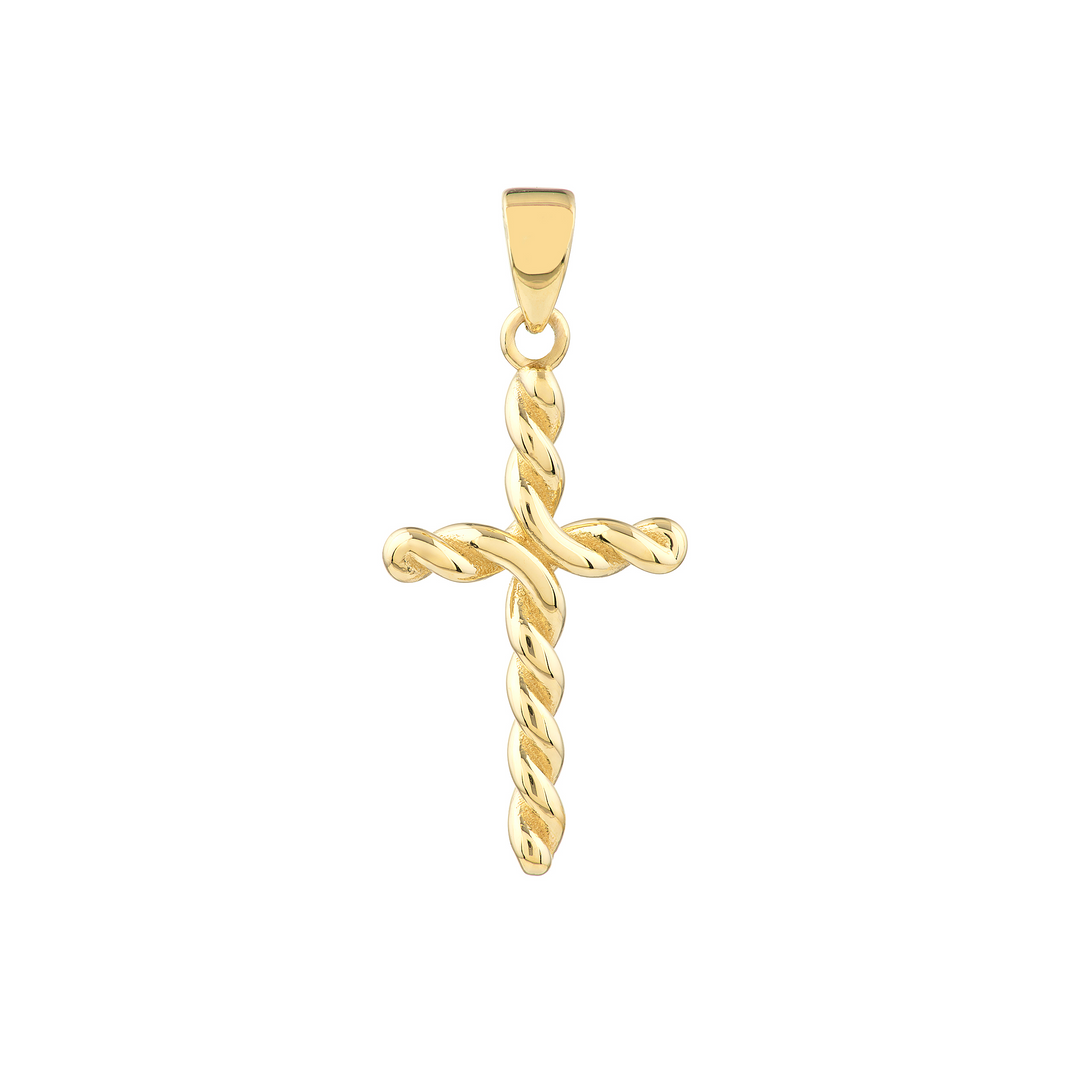 14K Yellow Gold Small Twist Cross Pendant