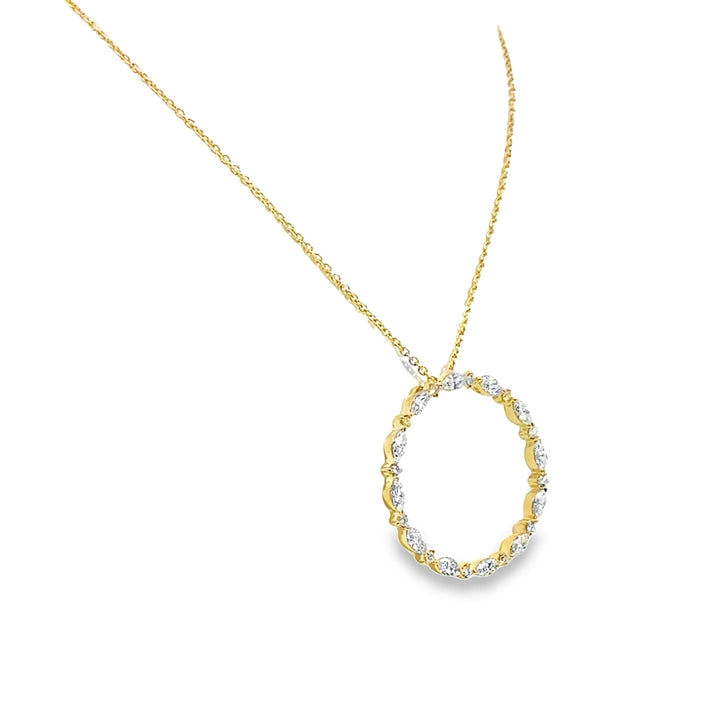 14K Yellow Gold Diamond Open Circle Pendant Necklace
