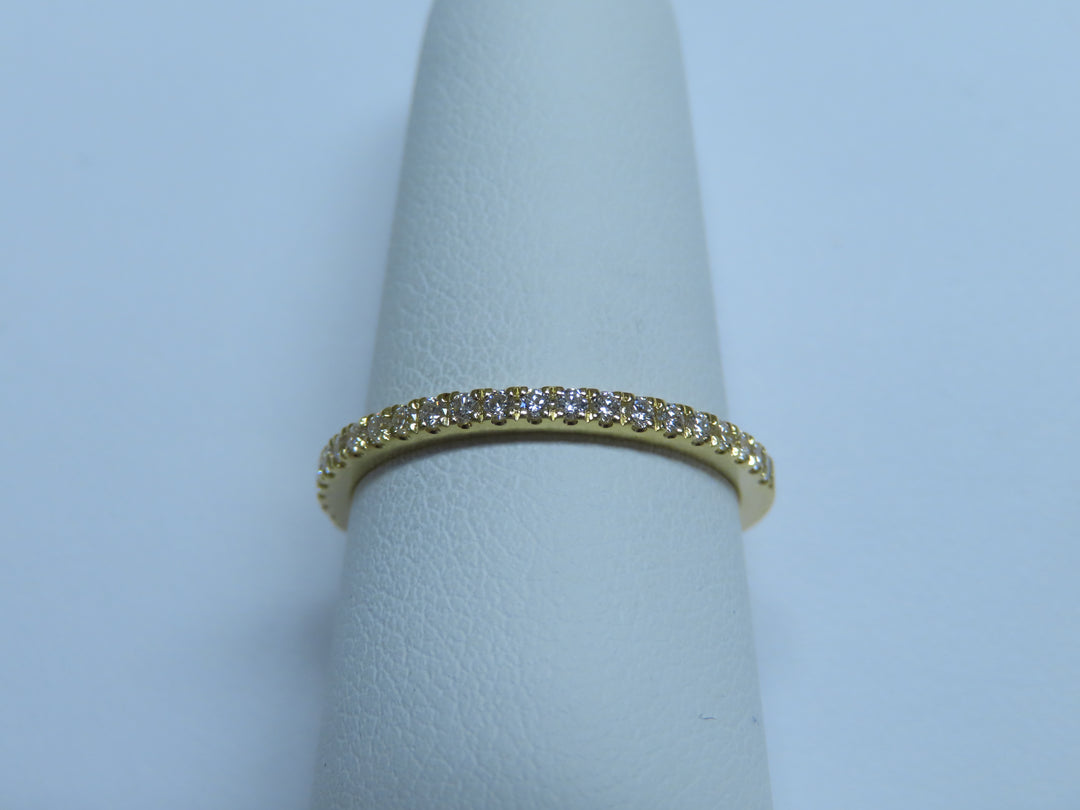 18K Yellow Gold Diamond Bouquet Half Line Stackable Ring