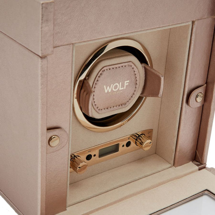 Palermo Single Watch Winder With Jewelry Storage In Rose Gold