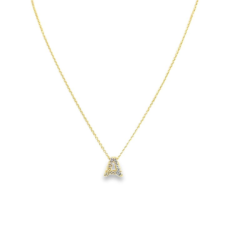 18K Yellow Gold Diamond Tiny Treasures Love Letter "A" Pendant Necklace
