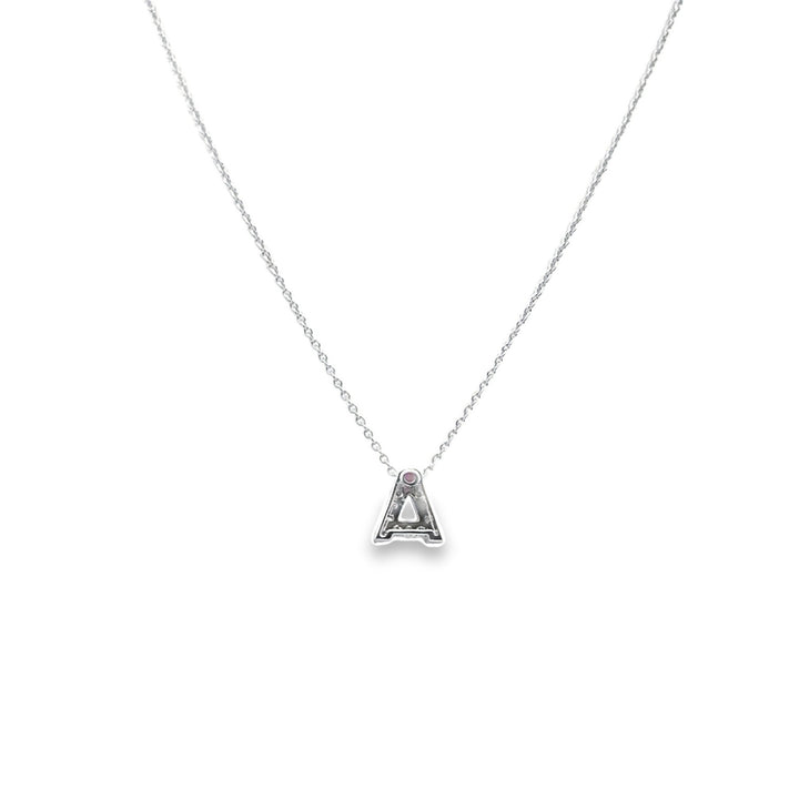 18K White Gold Diamond Tiny Treasures Love Letter "A" Pendant Necklace