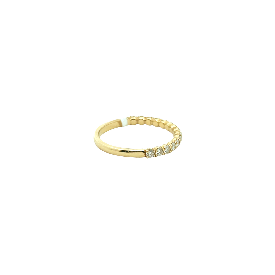 18K Yellow Gold Diamond Half Line Stackable Ring