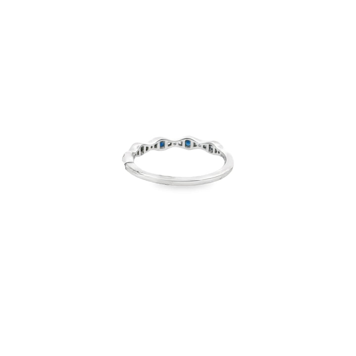 14K White Gold Sapphire Diamond Pave Stacker Ring