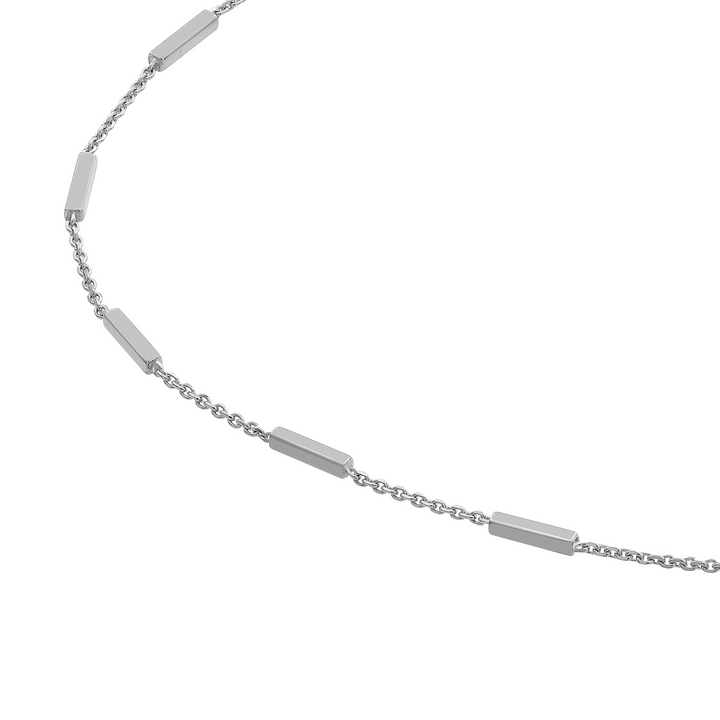 14K White Gold Bar Station Chain Bracelet