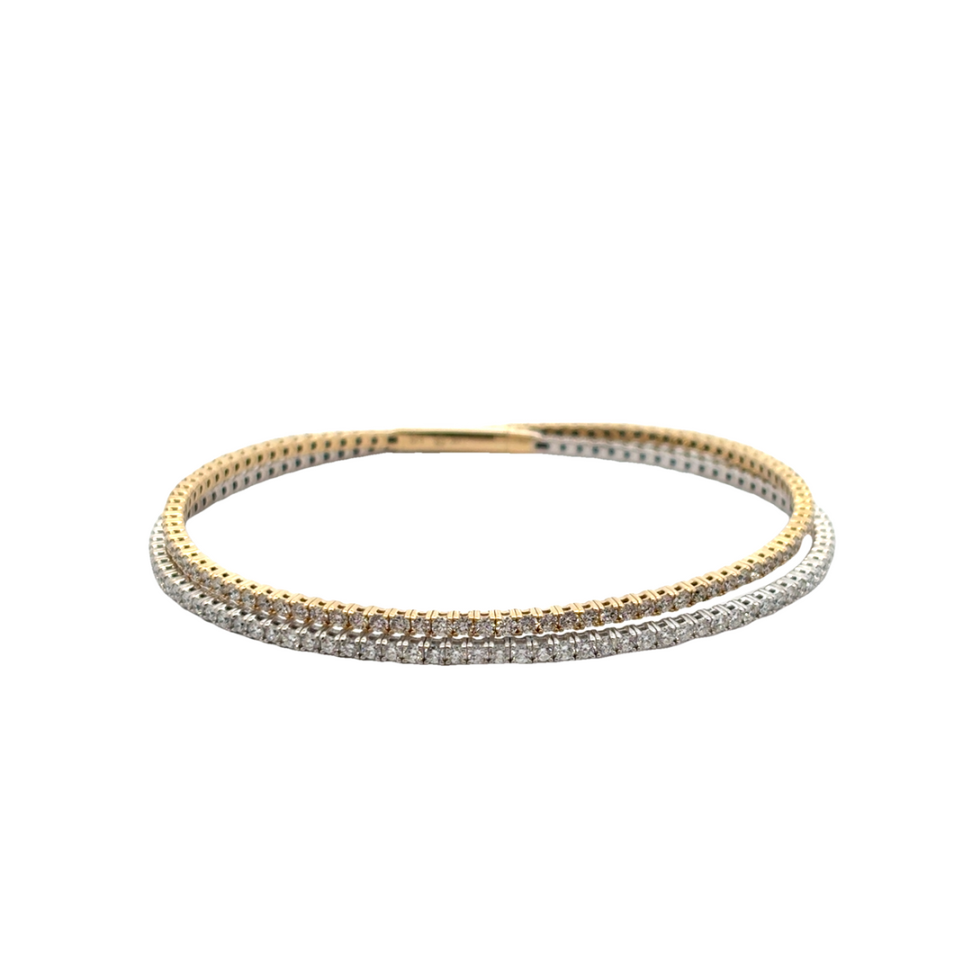 14K Two-Tone Gold Diamond Wrap Flex Bangle Bracelet