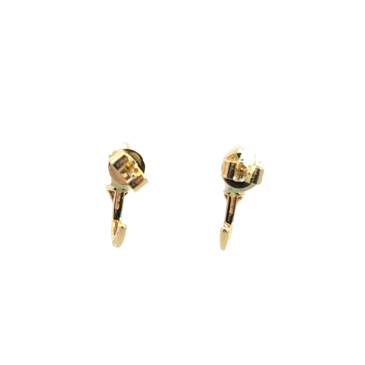 14K Yellow Gold Emerald Diamond Pear Drop Stud Earrings