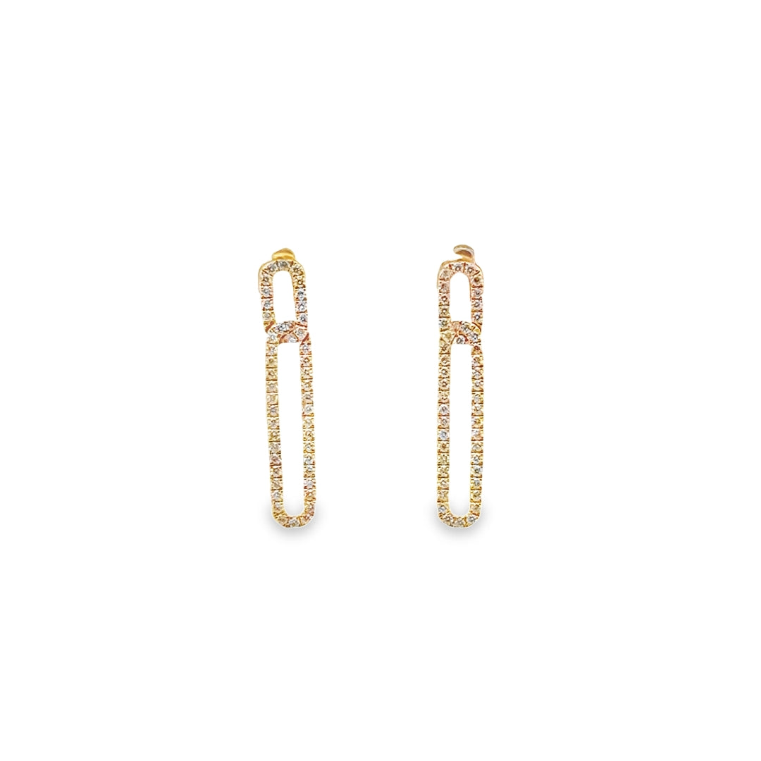 14K Yellow Gold Diamond Legacy Paperclip Drop Earrings (Small)