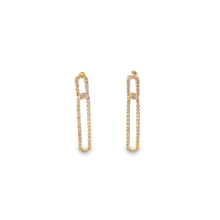 14K Yellow Gold Diamond Legacy Paperclip Drop Earrings (Small)