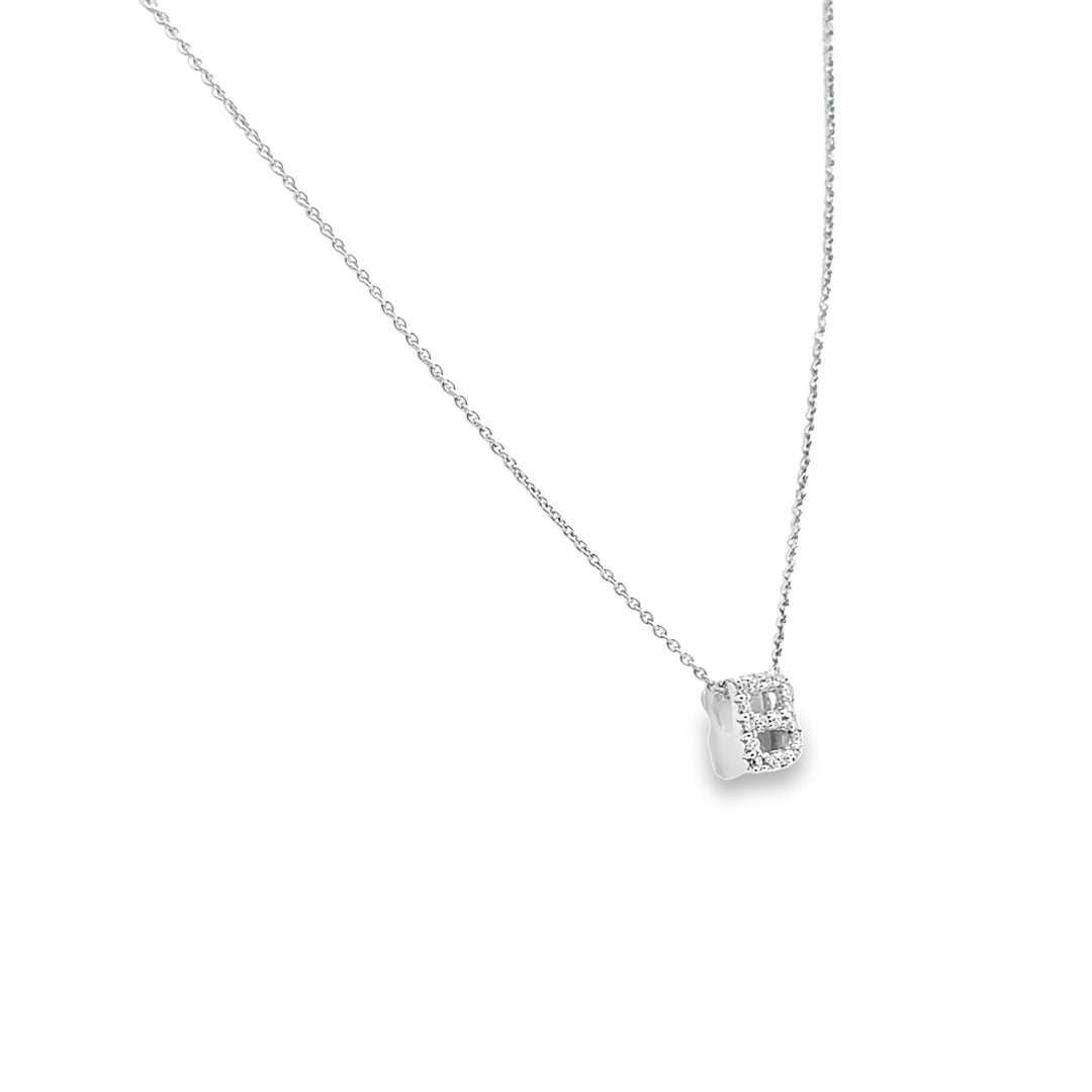 18K White Gold Diamond Tiny Treasures Love Letter "B" Pendant Necklace