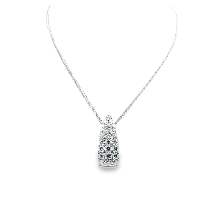 18K White Gold Diamond Drop Pendant Necklace