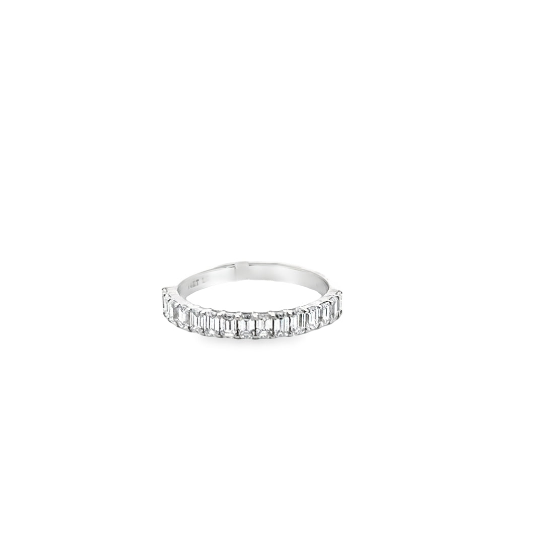 14K White Gold Lab Grown Diamond Emerald Cut Stacker Ring