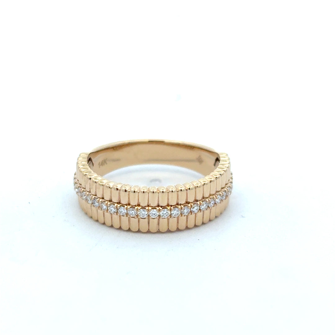14K Yellow Gold Diamond Aurelia Single Row Fluted Ring
