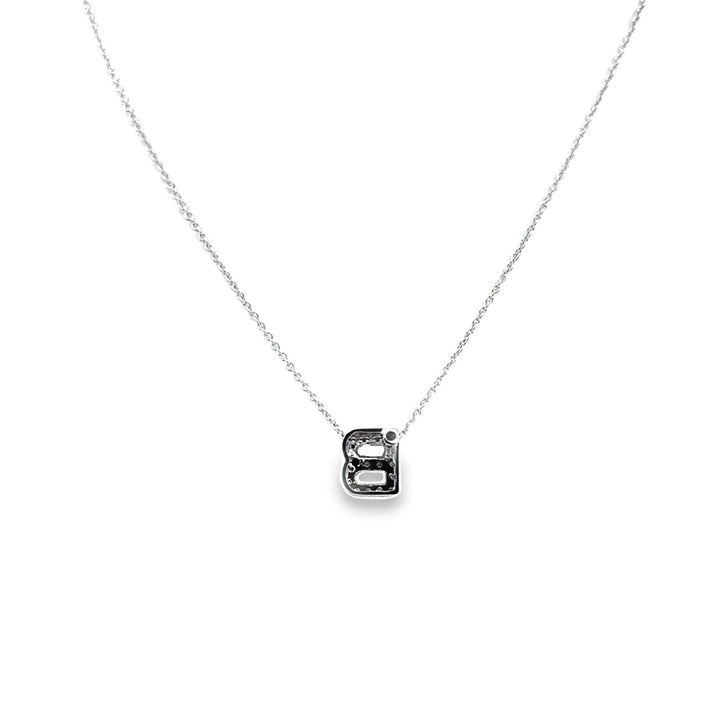 18K White Gold Diamond Tiny Treasures Love Letter "B" Pendant Necklace
