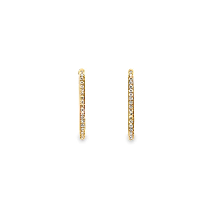 14K Yellow Gold Diamond Oval Hinge Hoop Earrings