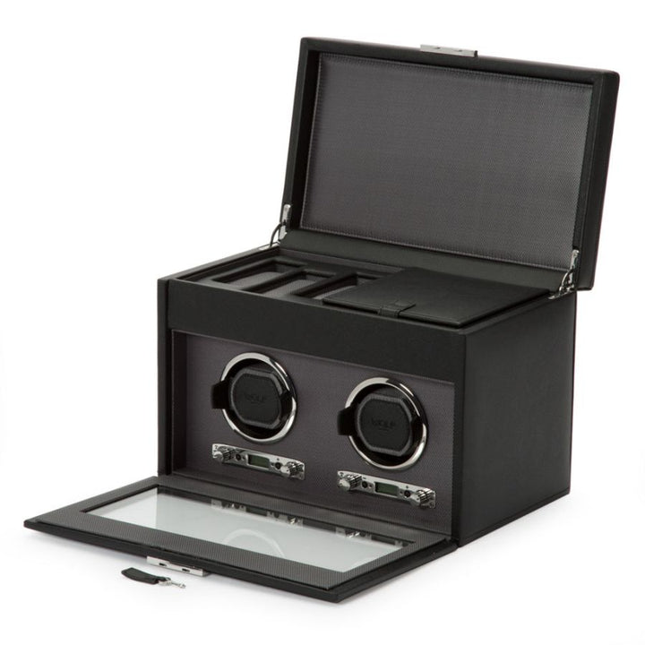 Viceroy Double Watch Winder in Black with Storage