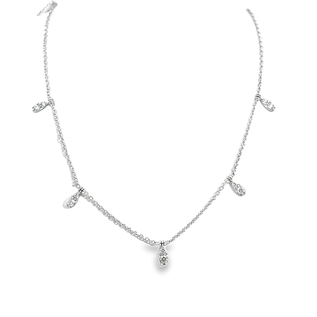 14K White Gold Diamond Cascade Drop Necklace