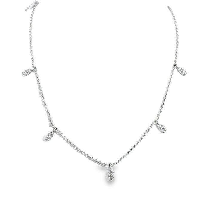 14K White Gold Diamond Cascade Drop Necklace