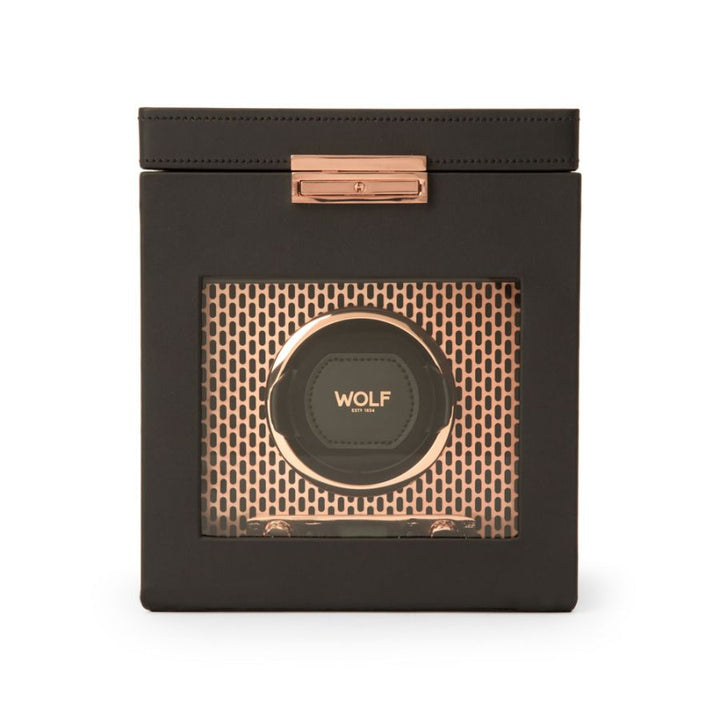 Axis Single Watch Winder In Copper With Storage