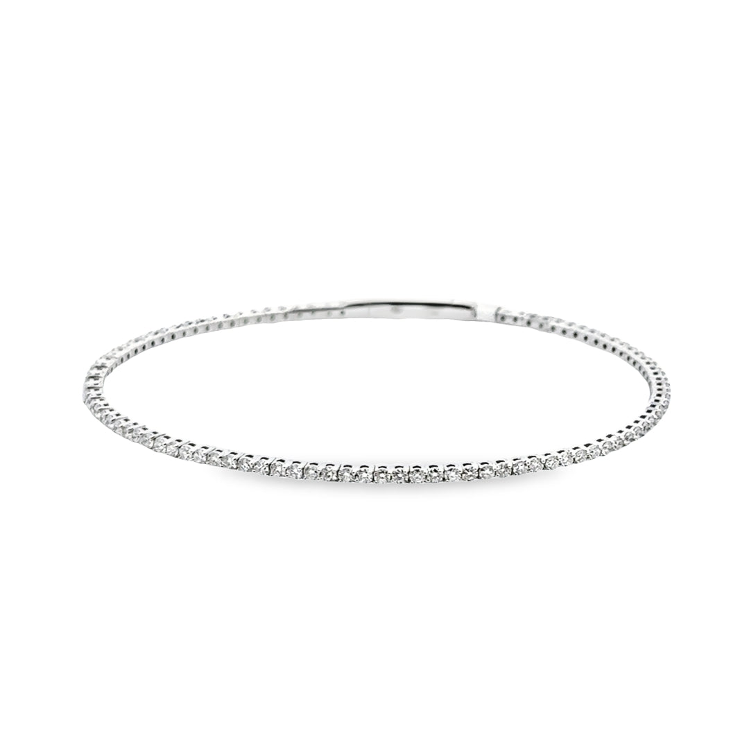 14K White Gold Diamond Flex Bangle Bracelet