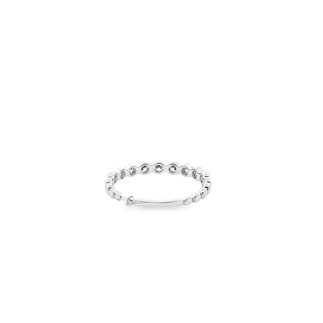 18K White Gold Diamond Vintage Bezel Stackable Ring