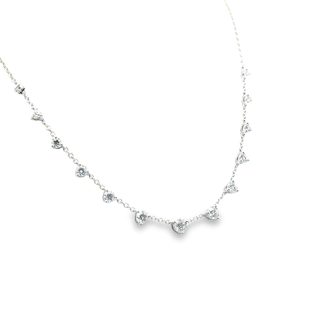 18K White Gold Diamond Interval Tennis Necklace
