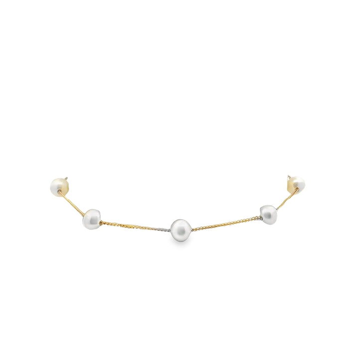 14K Yellow Gold Freshwater Cultured Pearl Station Bracelet